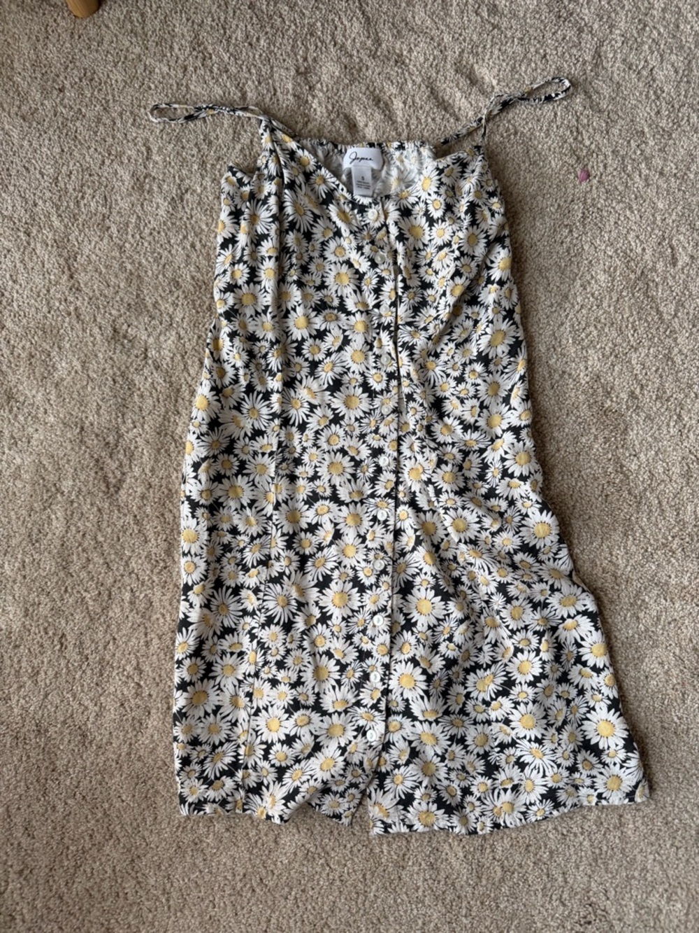 Japna Black Floral Daisy Mini Dress with Yellow Centers